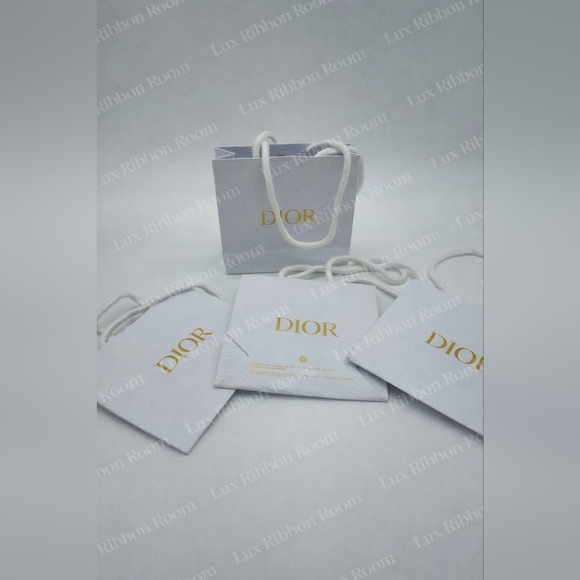 Dior Other - DIOR Small Gift Bags Set 4 White Gold Logo Rope Handles 5.75x5.25x2
